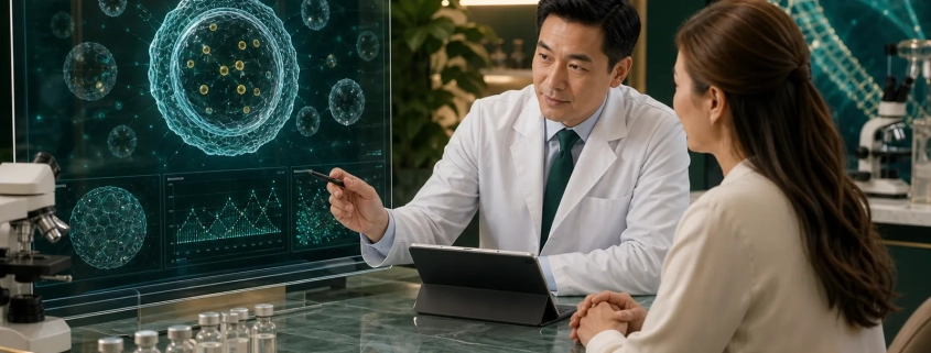 Clinician reviewing exosome therapy and regenerative medicine quality factors