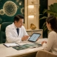 Doctor reviewing stem cell therapy cost and safety factors with a patient in Malaysia