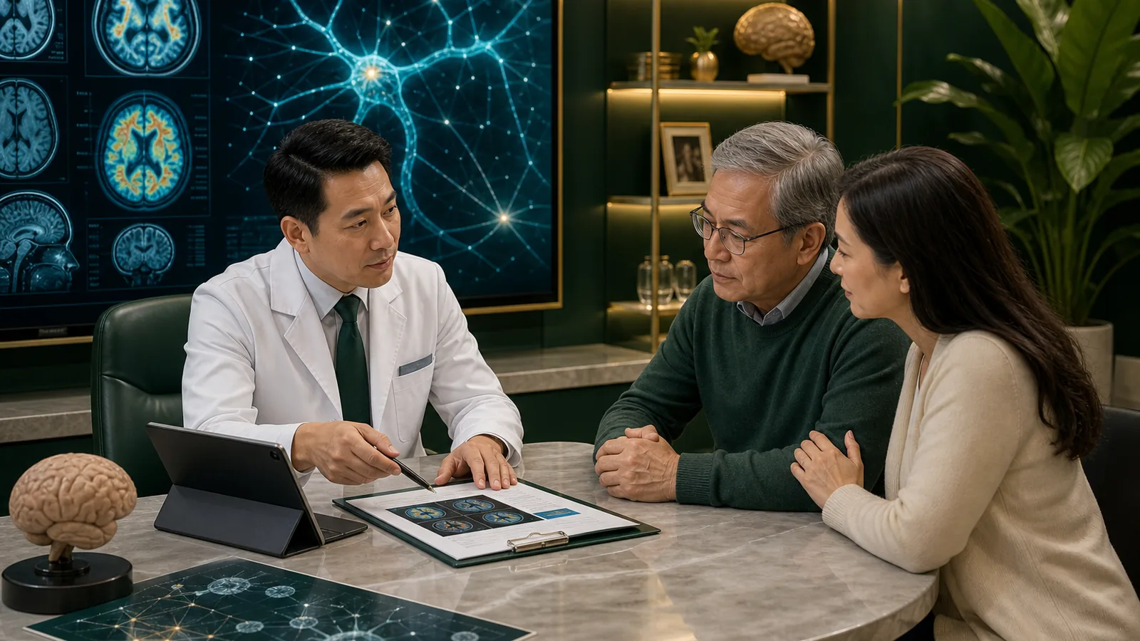Neurology report and brain imaging reviewed before Parkinson disease stem cell therapy discussion