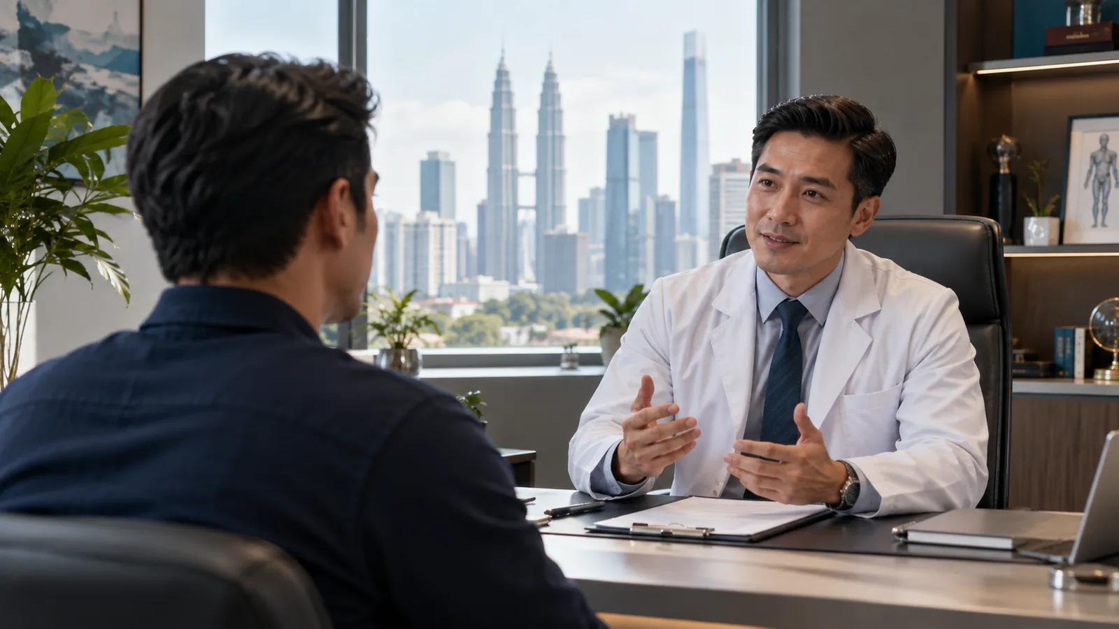 Illustrative private consultation for men's sexual health review in Malaysia