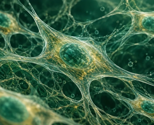 Conceptual microscopic illustration of mesenchymal stromal cells